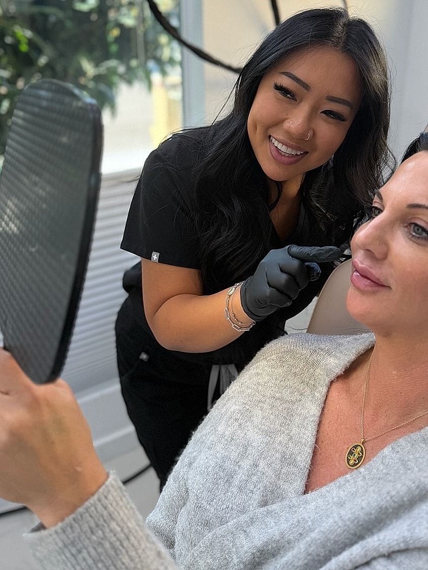 Cosmetic treatment in a professional setting.