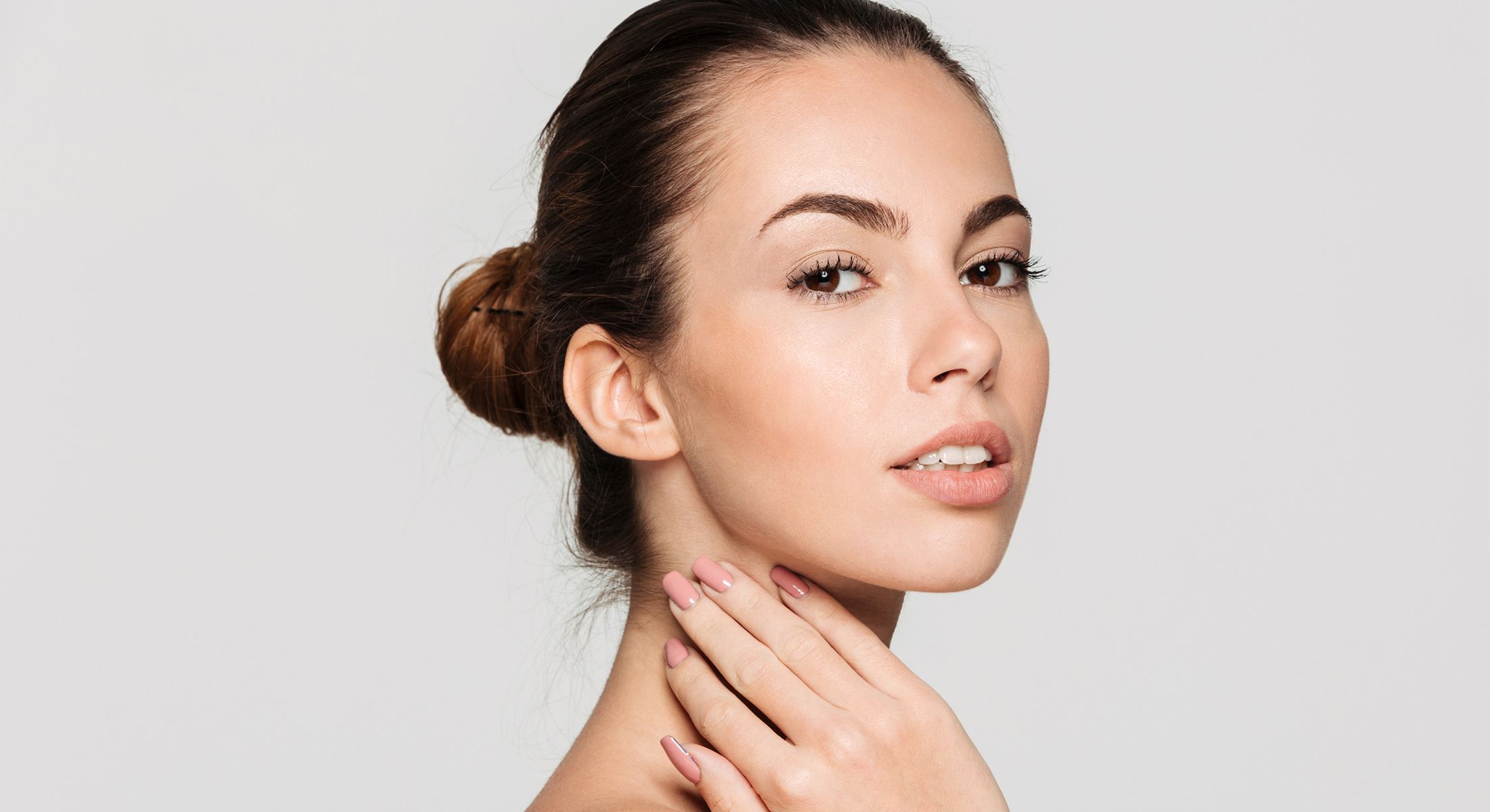 Portrait of a laser treatment model with a natural look.